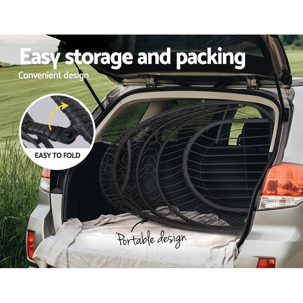 Foldable outdoor fire pit with portable design, easy storage in car trunk for backyard use