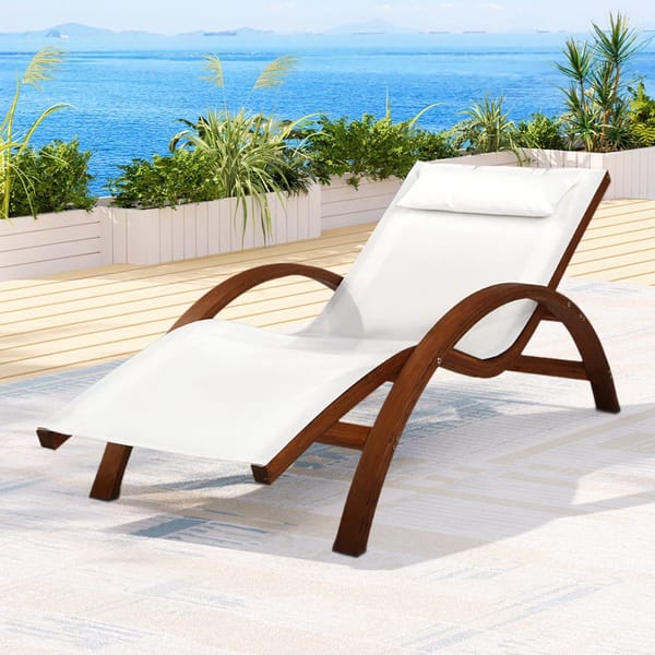 Gardeon timber sun lounge armchair with wooden stand