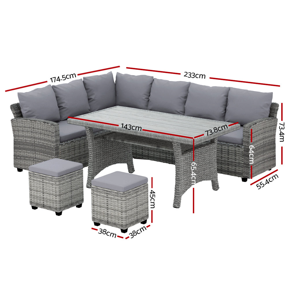 Gardeon wicker dining set side view