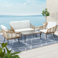 Gardeon 4-piece rattan outdoor lounge set with coffee table, natural