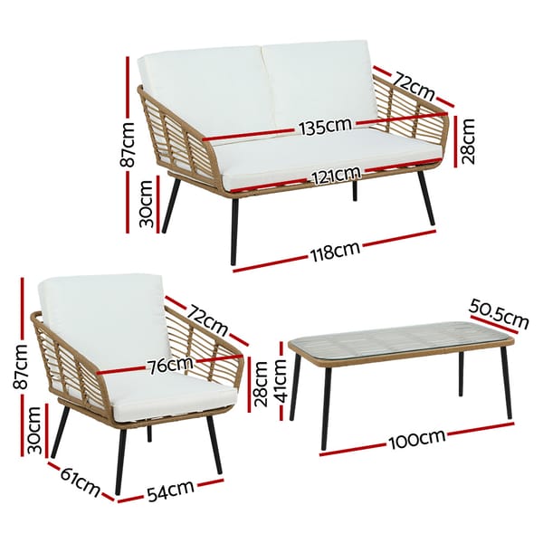 Rattan Outdoor Lounge Set with Coffee Table