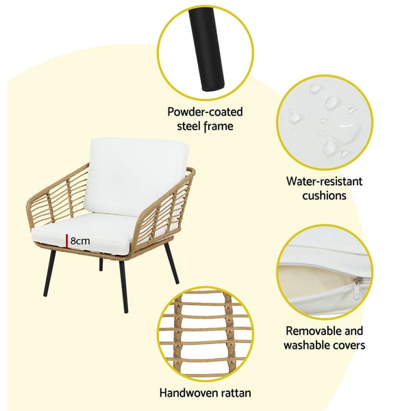 Rattan Outdoor Lounge Set with Coffee Table