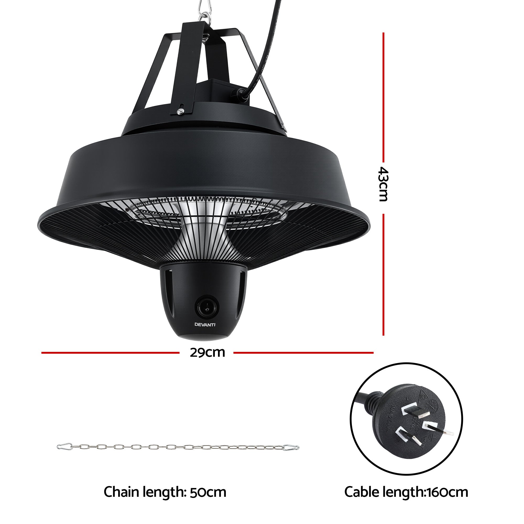 Devanti ceiling heater side view