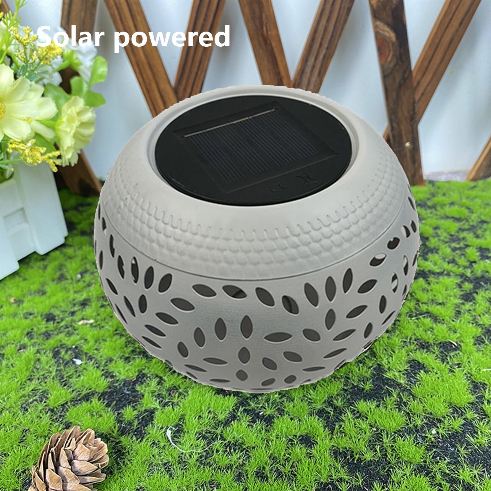 Solar Lantern Outdoor Waterproof, Solar Table Lights LED Metal Tabletop Light Solar Powered Decorative Lighting Lanterns for Desk Bedroom Patio Garden Yard, Flickering Flame Light Round Pot White