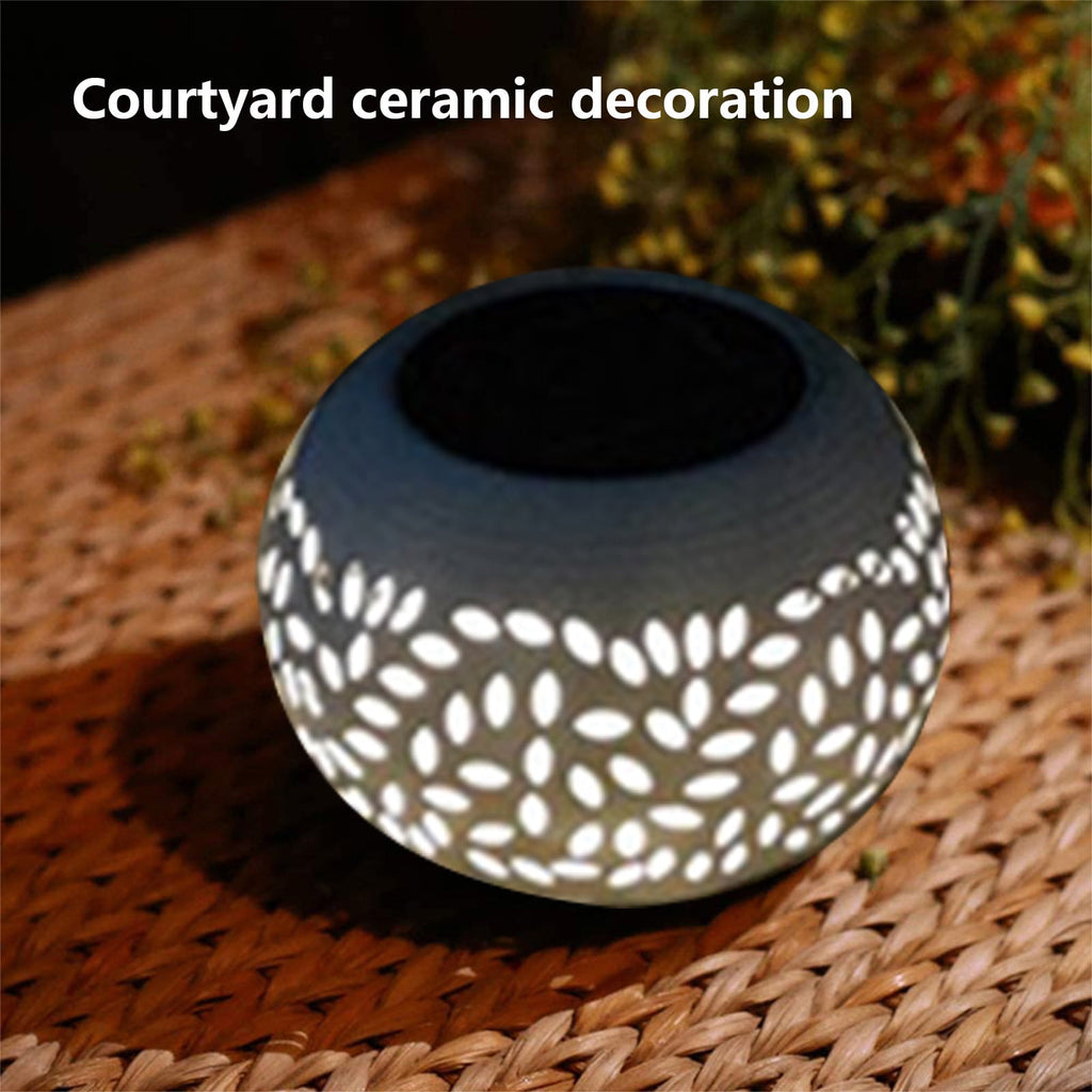 Solar Lantern Outdoor Waterproof, Solar Table Lights LED Metal Tabletop Light Solar Powered Decorative Lighting Lanterns for Desk Bedroom Patio Garden Yard, Flickering Flame Light Round Pot White