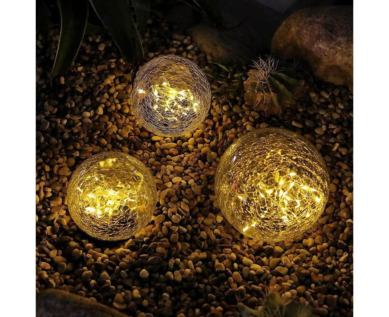 Solar Garden Light - Crack Glass Ball Lights Solar Lights Outdoor Garden Decorative Walkway Solar Lights for Garden