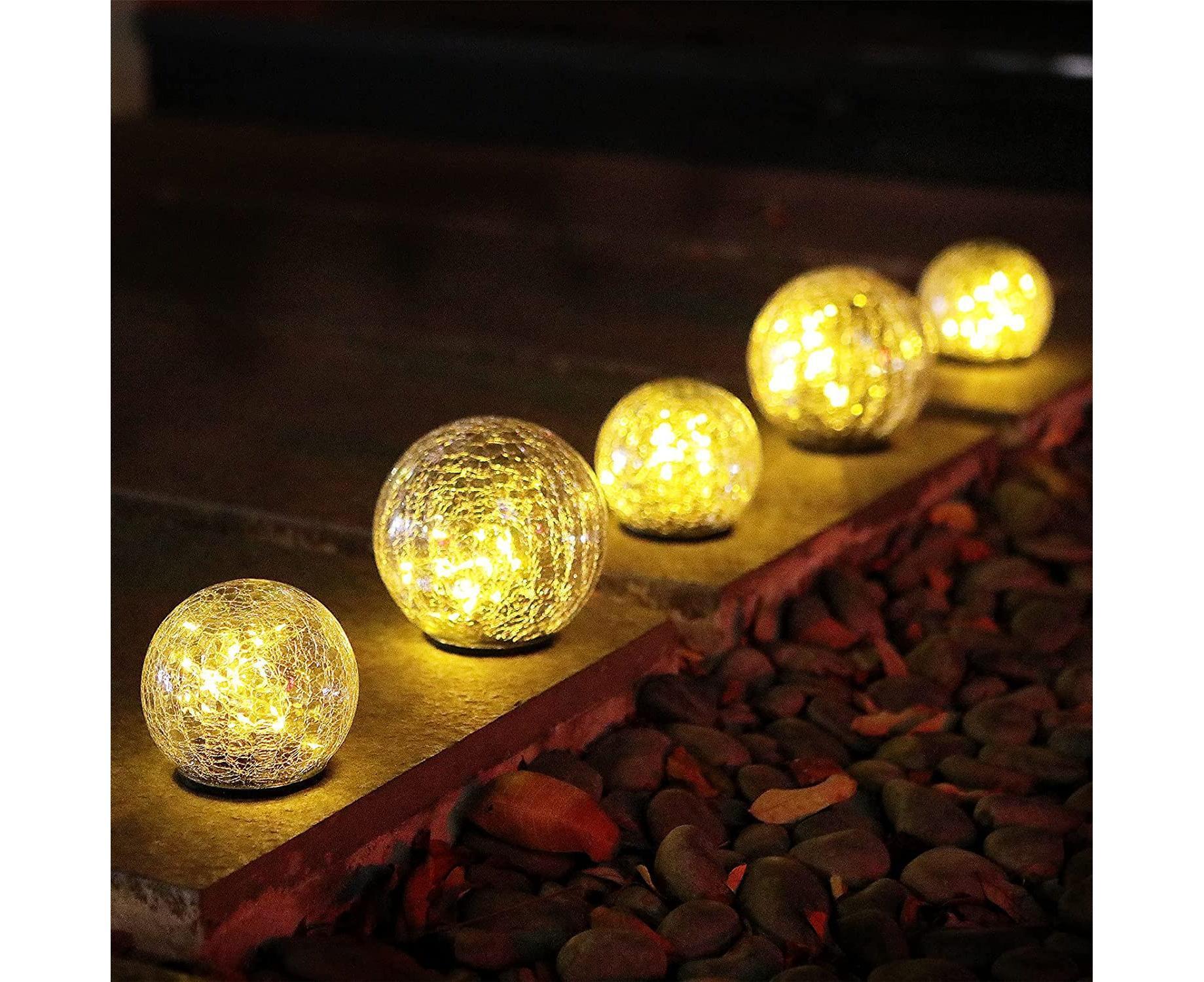 Solar Garden Light - Crack Glass Ball Lights Solar Lights Outdoor Garden Decorative Walkway Solar Lights for Garden