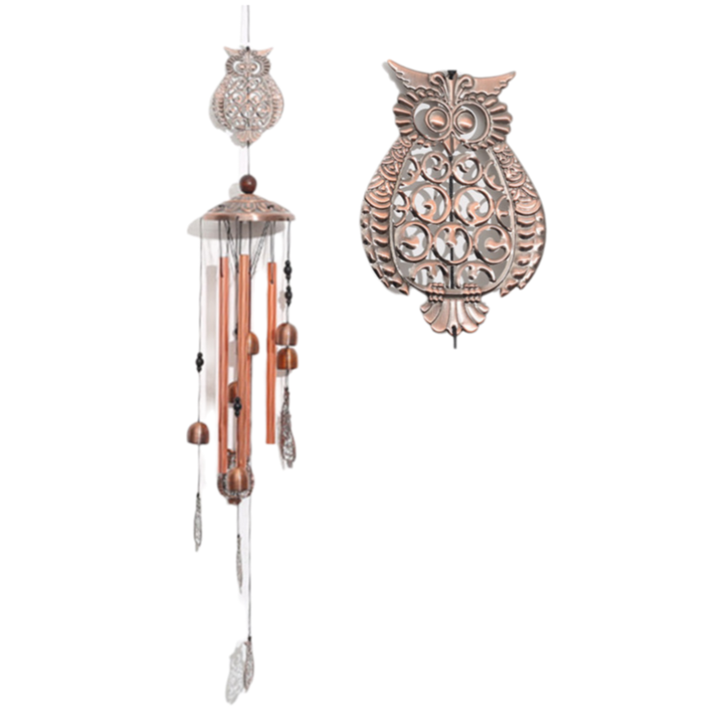 90cm Large Creative Owls Vintage Metal Tube Wind Chimes